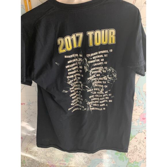 Def Leppard Poison XXX Tesla 2017 Concert Tour Black Tee Shirt Size Large - Picture 6 of 9